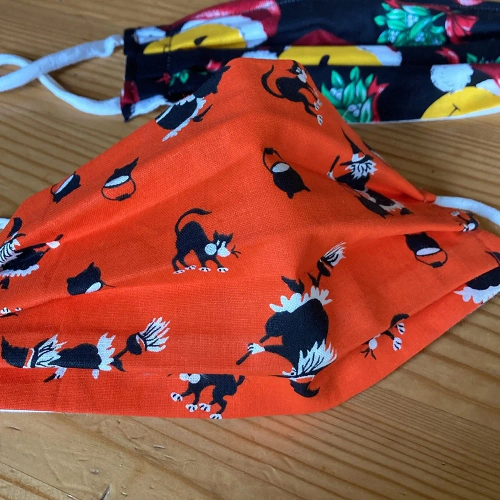 NEW Set of 2 Festive Fabric Face Masks - Halloween and Christmas, Handmade